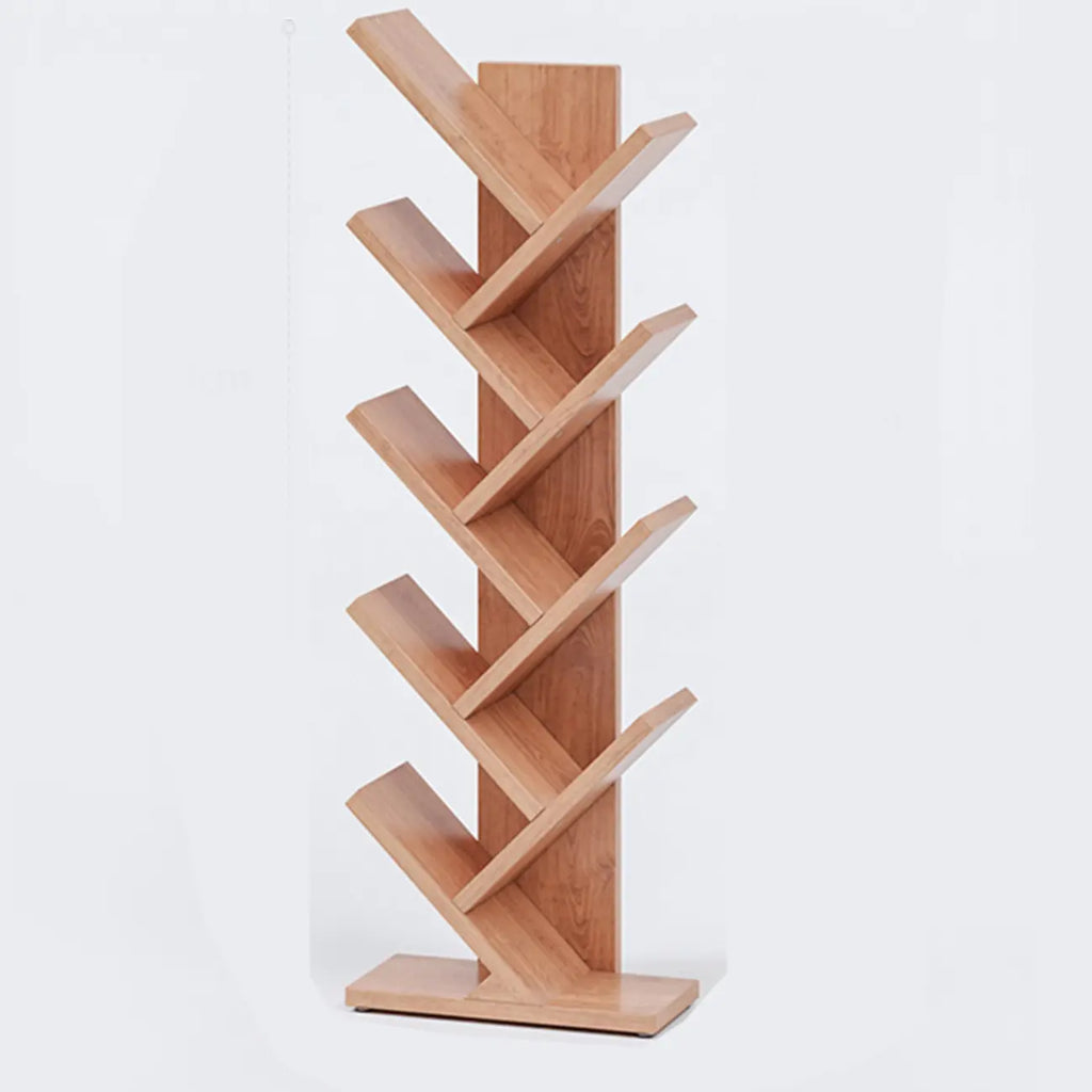Étagère en bois brun noyer, étroite, à motif zigzag