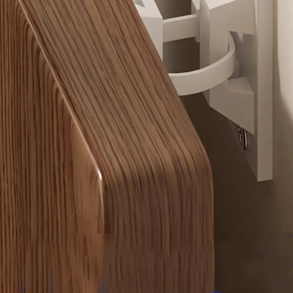 Étagère en bois brun noyer, étroite, à motif zigzag