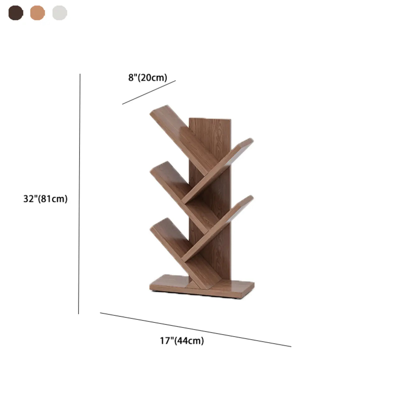 Étagère en bois brun noyer, étroite, à motif zigzag