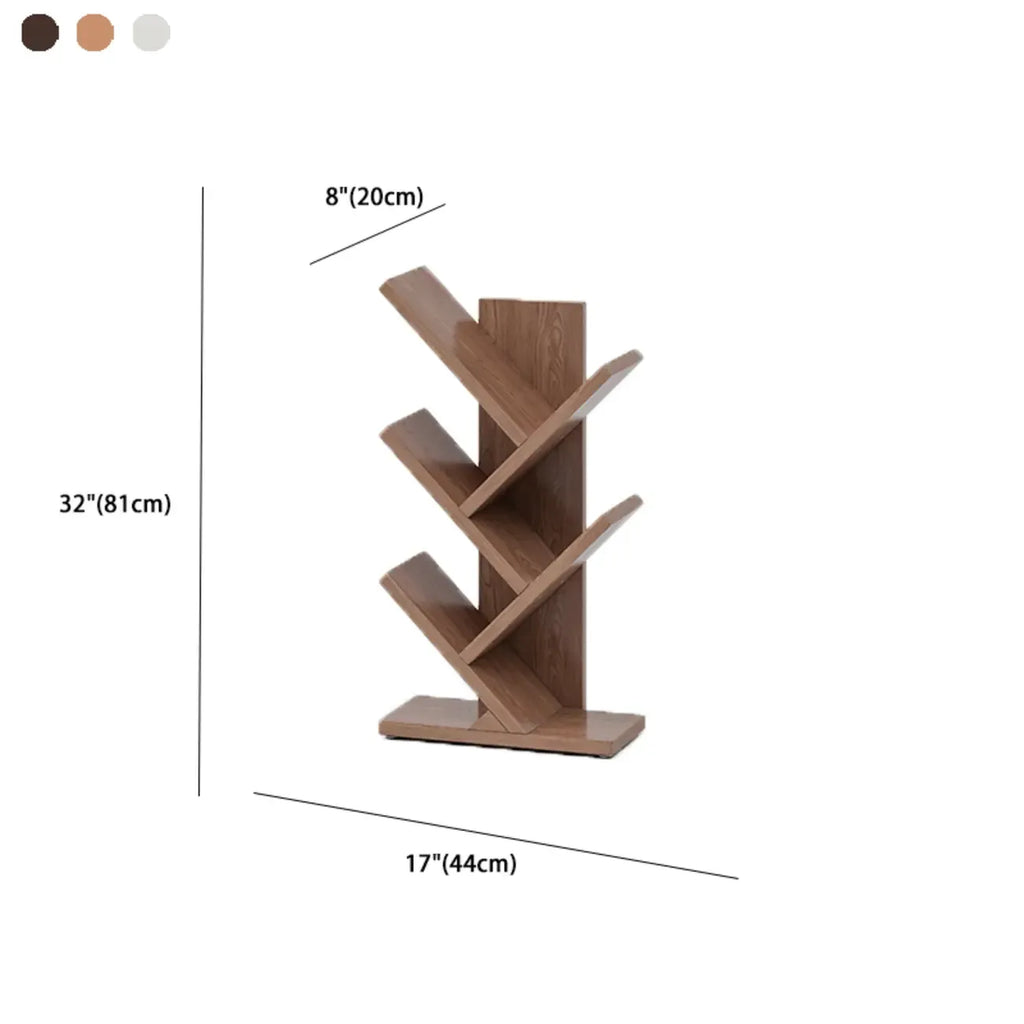 Étagère en bois brun noyer, étroite, à motif zigzag