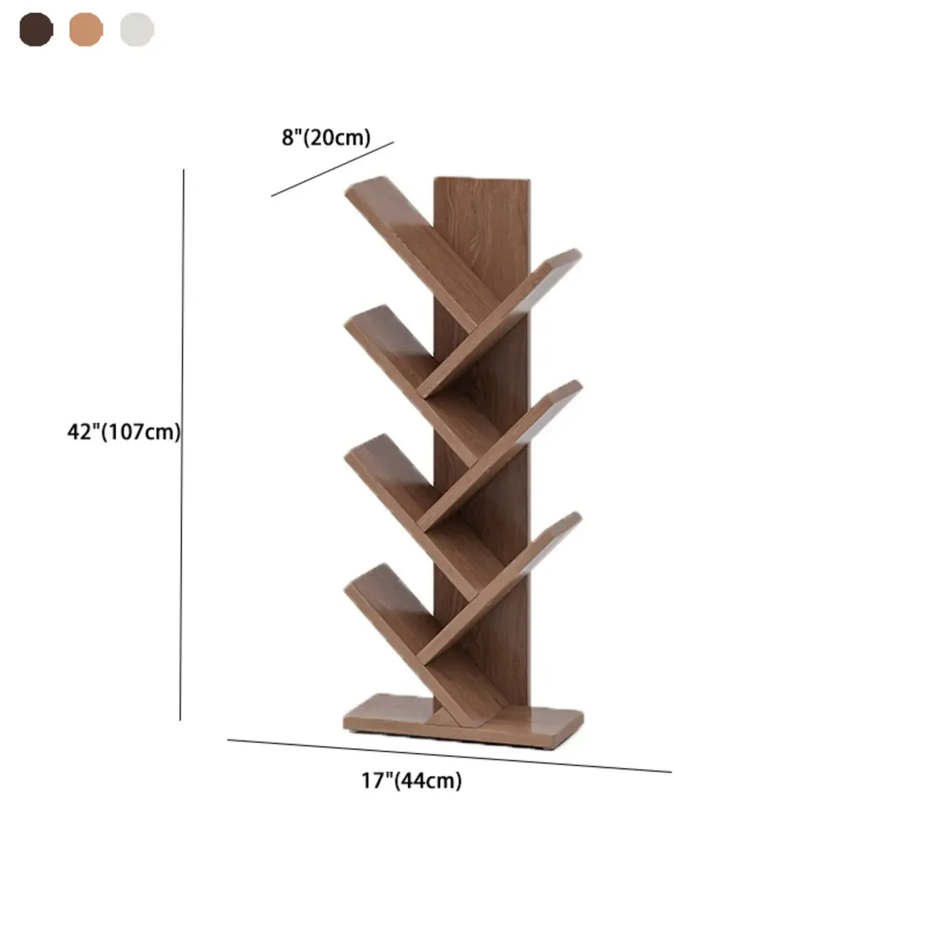 Étagère en bois brun noyer, étroite, à motif zigzag