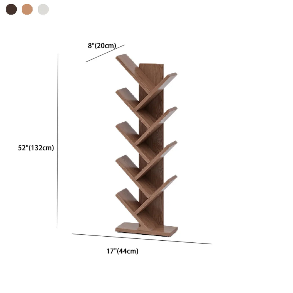 Étagère en bois brun noyer, étroite, à motif zigzag