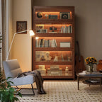 Bibliothèque verticale contemporaine à 5 étagères en bois brun noyer