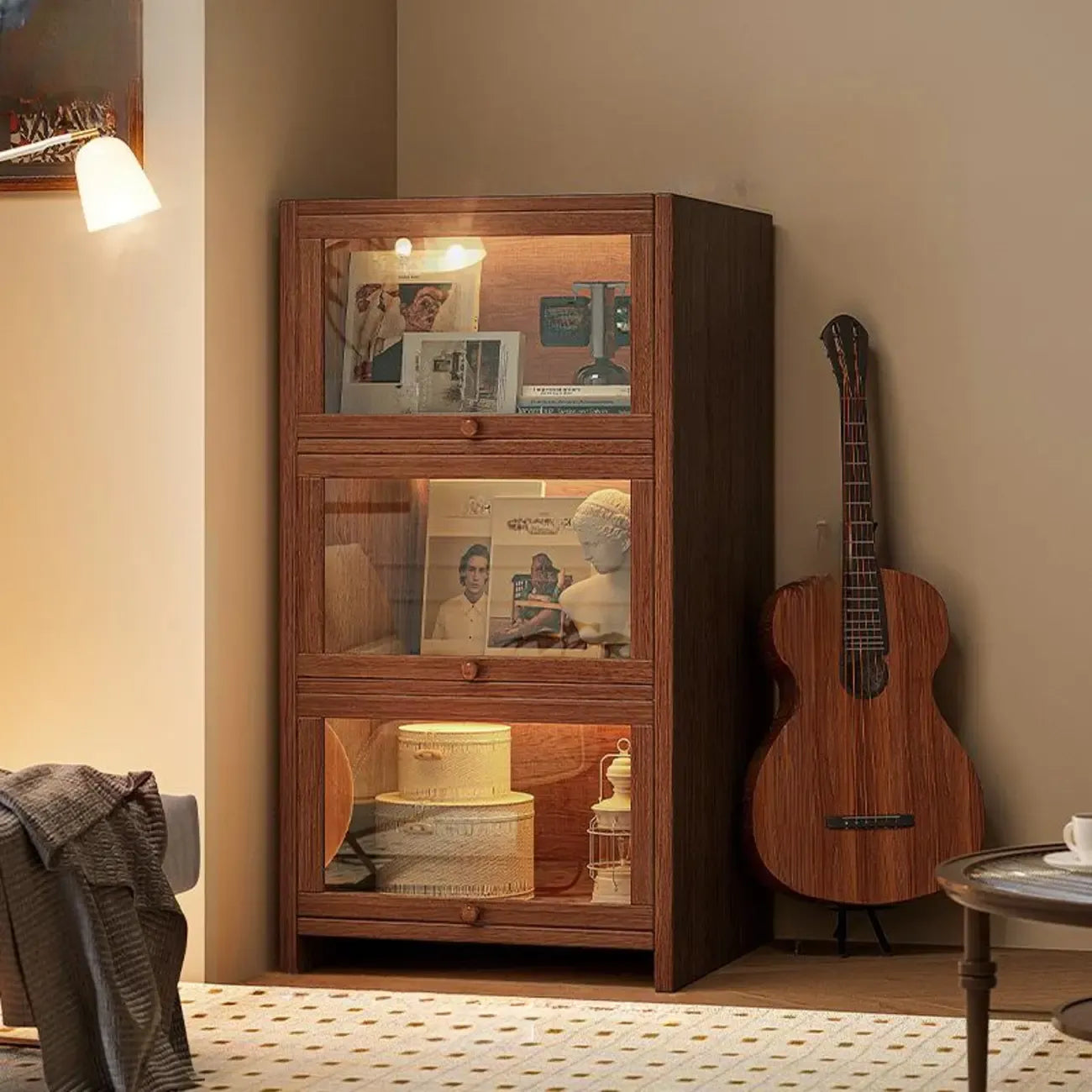 Bibliothèque verticale contemporaine à 5 étagères en bois brun noyer