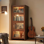 Bibliothèque verticale contemporaine à 5 étagères en bois brun noyer