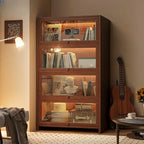 Bibliothèque verticale contemporaine à 5 étagères en bois brun noyer