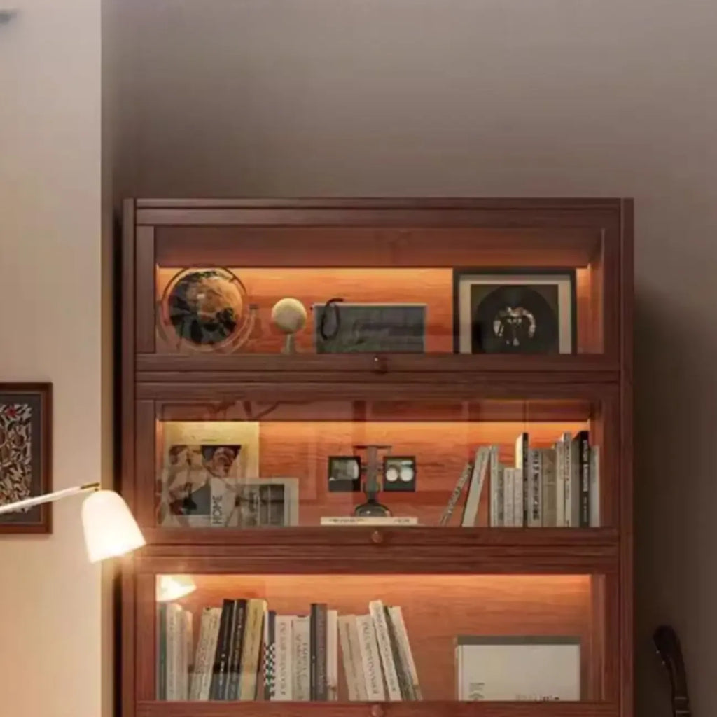 Bibliothèque verticale contemporaine à 5 étagères en bois brun noyer