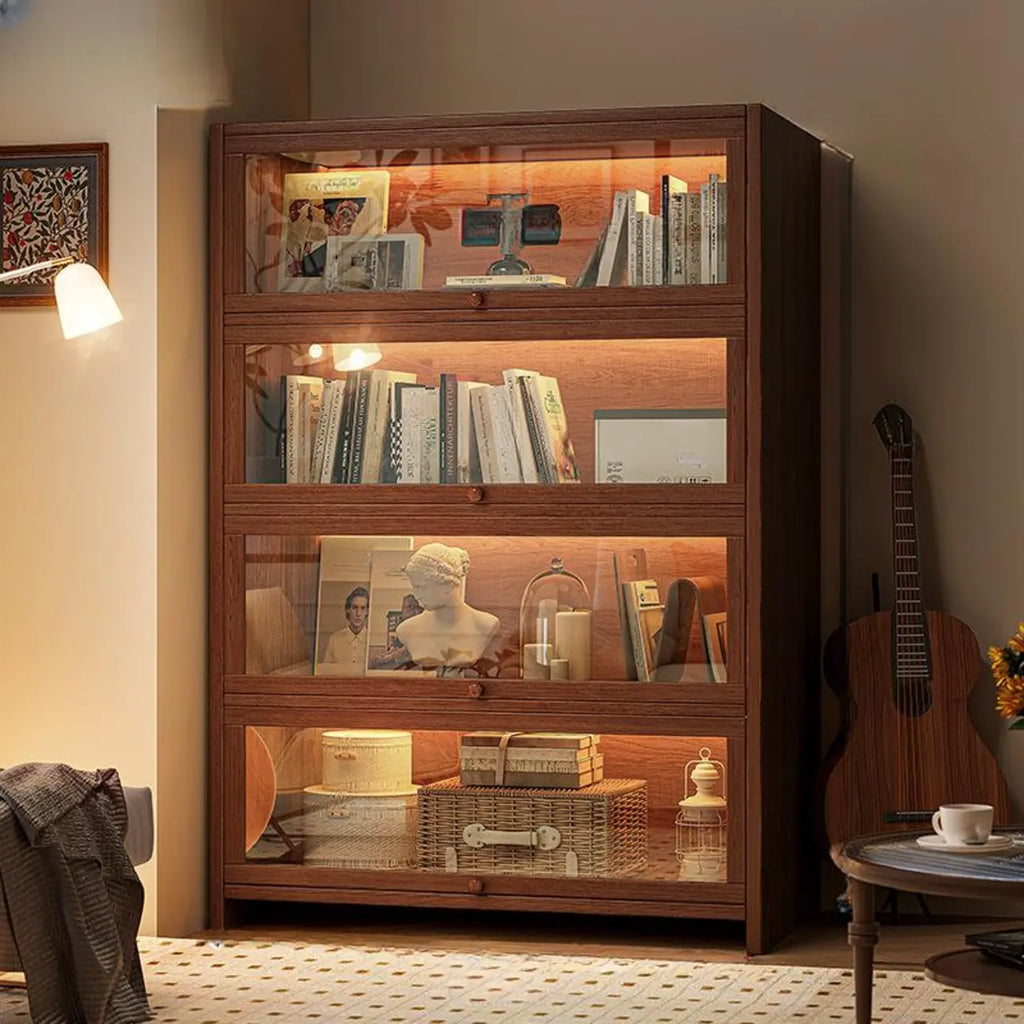 Bibliothèque verticale contemporaine à 5 étagères en bois brun noyer