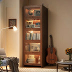 Bibliothèque verticale contemporaine à 5 étagères en bois brun noyer