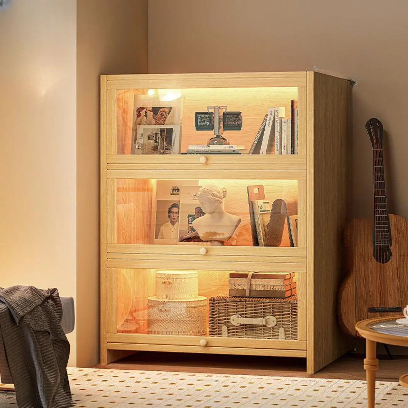 Bibliothèque verticale contemporaine à 5 étagères en bois brun noyer