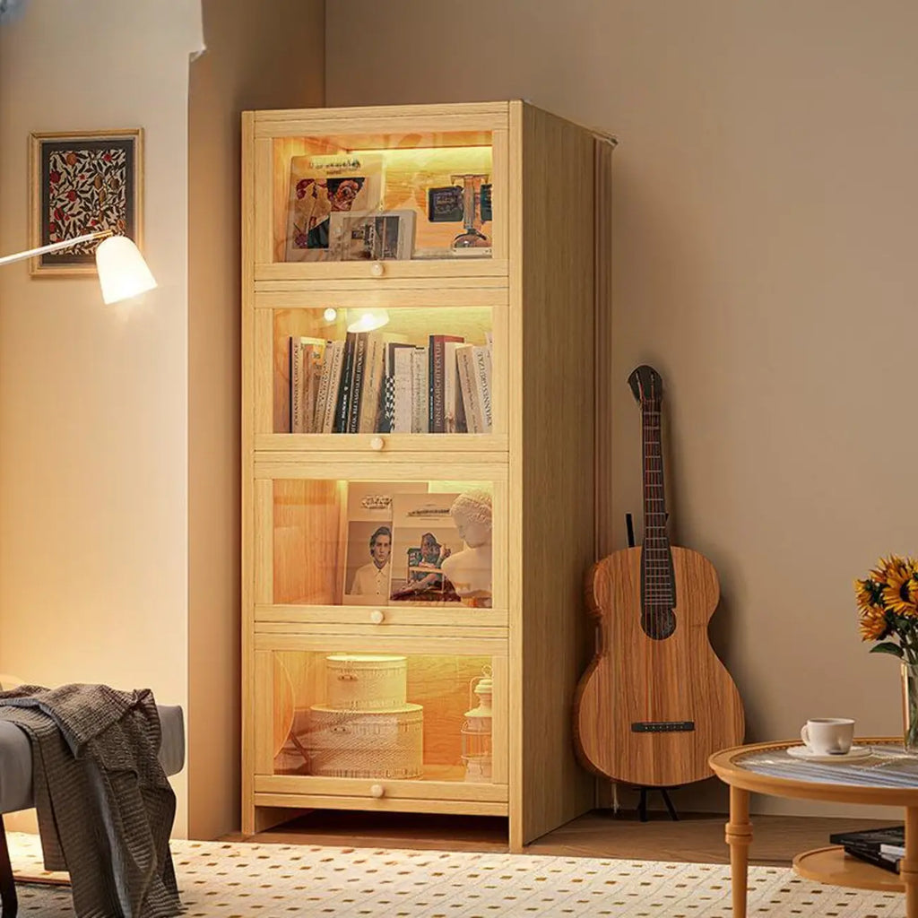 Bibliothèque verticale contemporaine à 5 étagères en bois brun noyer
