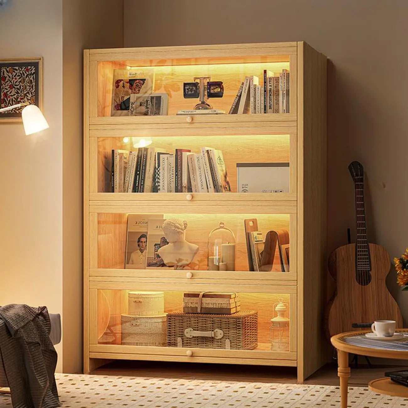 Bibliothèque verticale contemporaine à 5 étagères en bois brun noyer