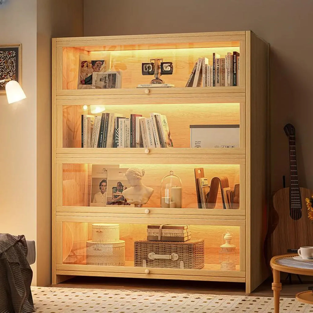 Bibliothèque verticale contemporaine à 5 étagères en bois brun noyer