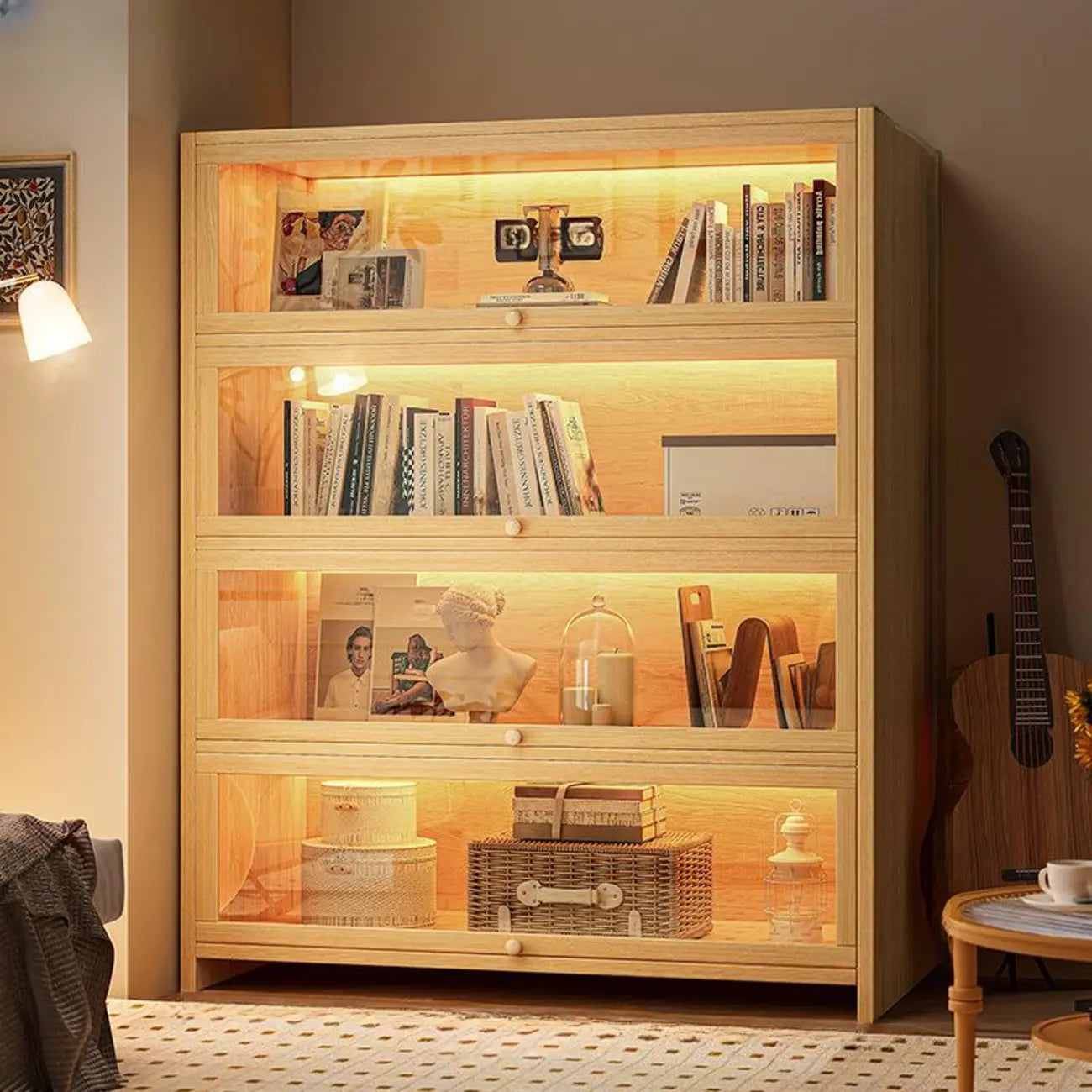 Bibliothèque verticale contemporaine à 5 étagères en bois brun noyer
