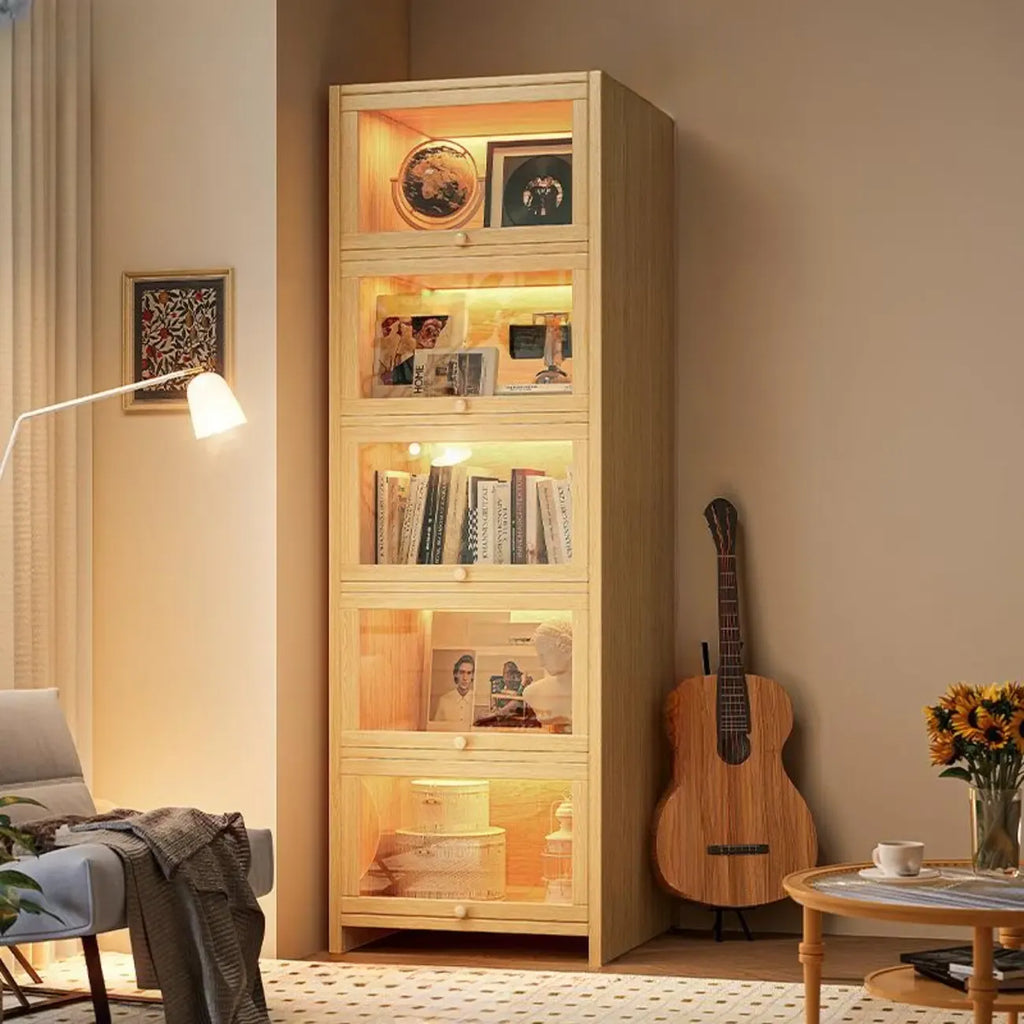 Bibliothèque verticale contemporaine à 5 étagères en bois brun noyer