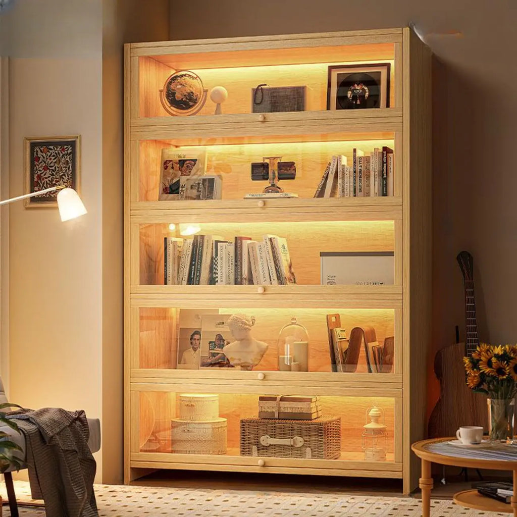 Bibliothèque verticale contemporaine à 5 étagères en bois brun noyer
