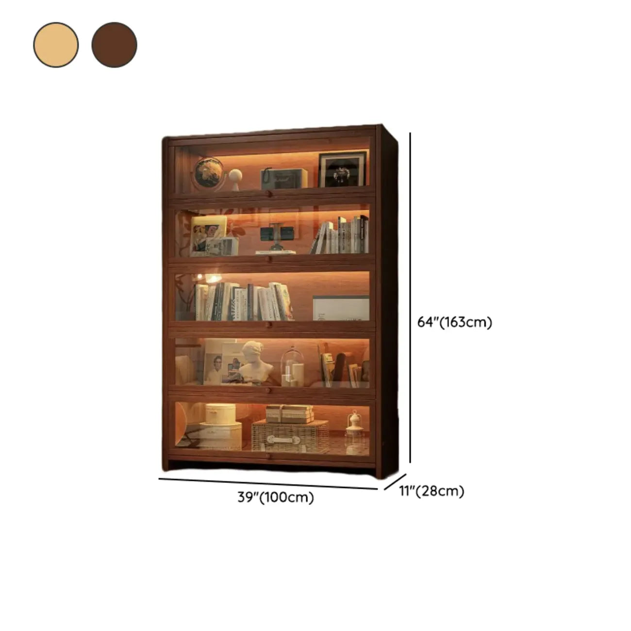 Bibliothèque verticale contemporaine à 5 étagères en bois brun noyer