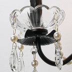 Applique murale moderne noire à 2 lumières de type candélabre avec cristal
