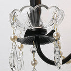 Applique murale moderne noire à 2 lumières de type candélabre avec cristal