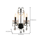 Applique murale moderne noire à 2 lumières de type candélabre avec cristal