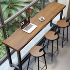 Tables de bar modernes en fer à tréteaux avec aspect bois brun
