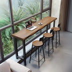 Tables de bar modernes en fer à tréteaux avec aspect bois brun