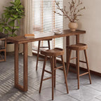 Table de bar décontractée à piètement traîneau en bois brun