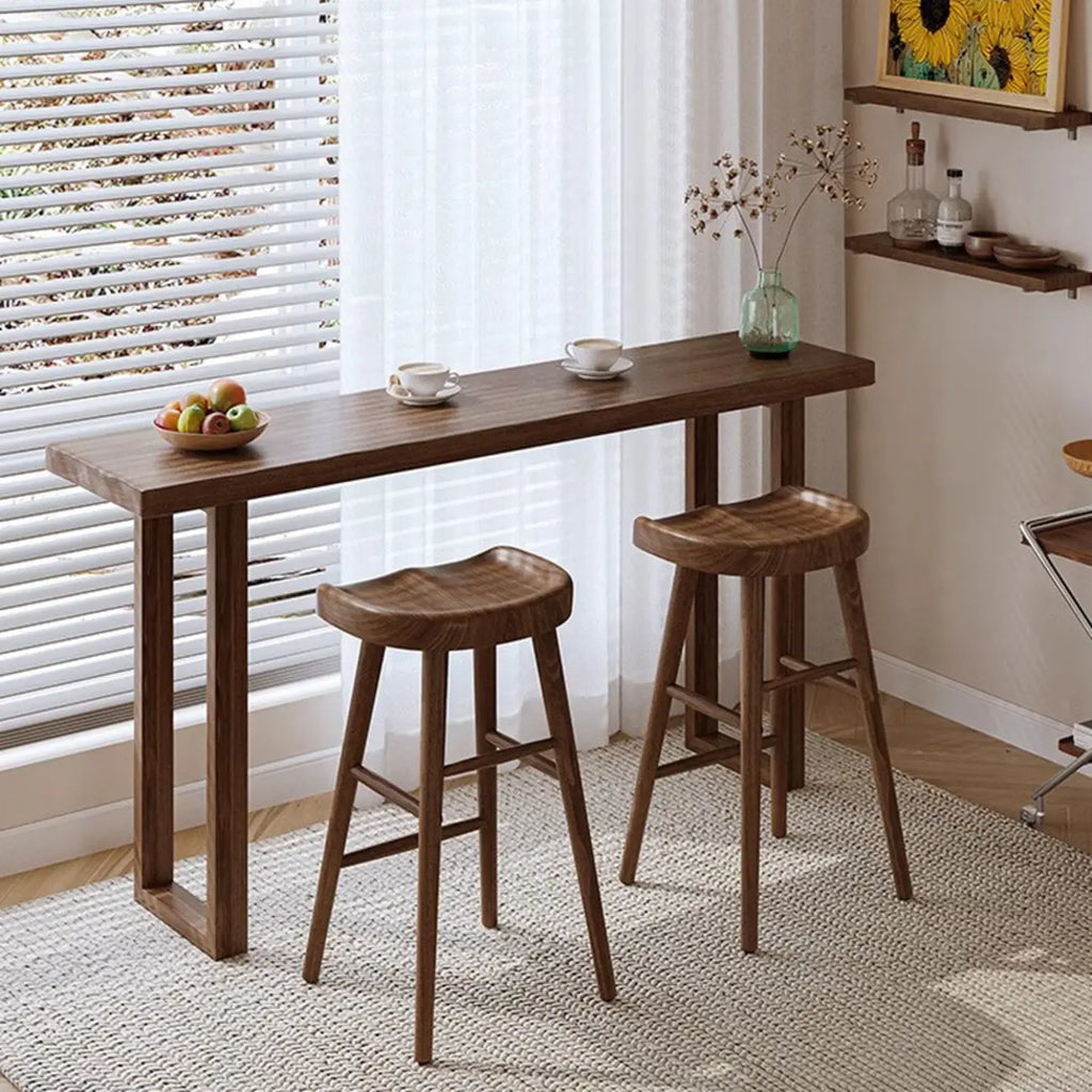 Table de bar décontractée à piètement traîneau en bois brun