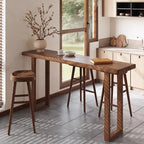 Table de bar décontractée à piètement traîneau en bois brun