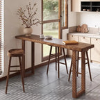 Table de bar décontractée à piètement traîneau en bois brun