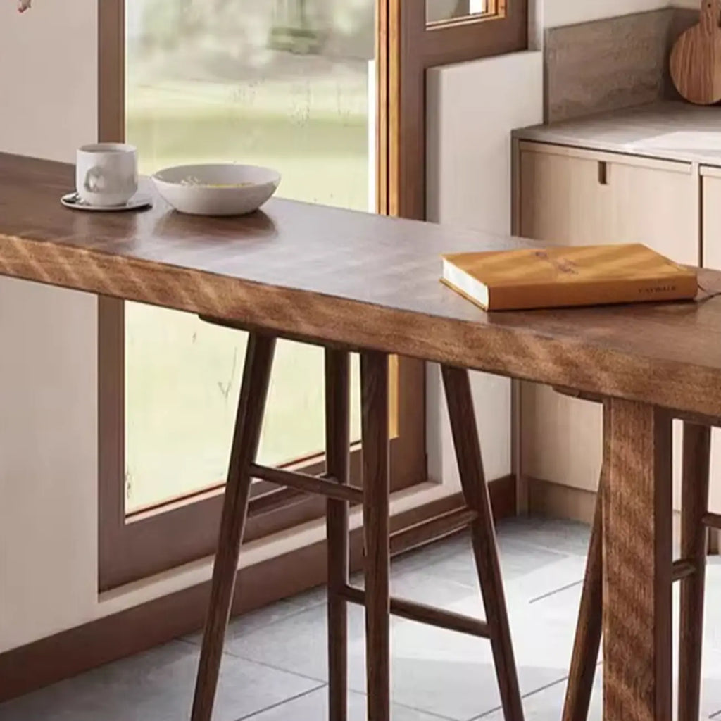 Table de bar décontractée à piètement traîneau en bois brun
