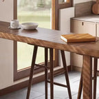 Table de bar décontractée à piètement traîneau en bois brun