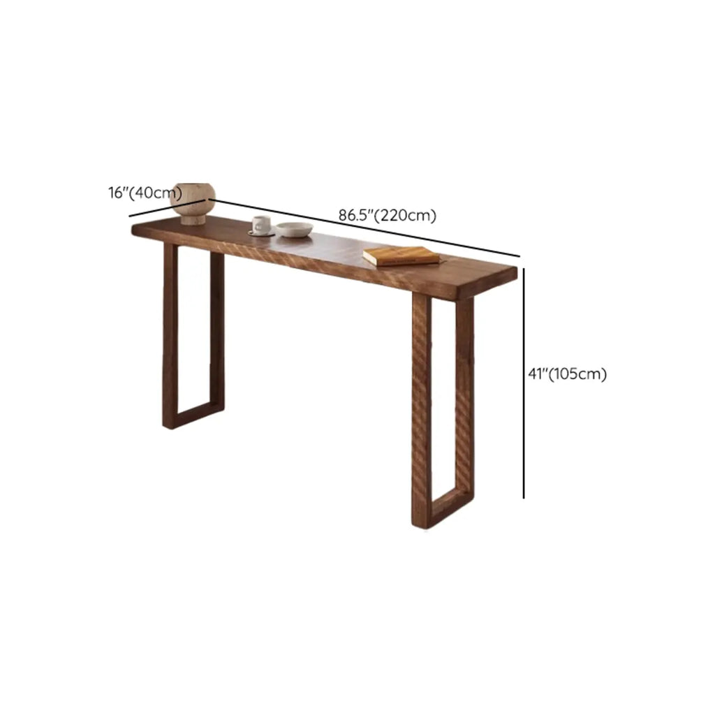 Table de bar décontractée à piètement traîneau en bois brun