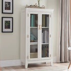 Meuble d'appoint moderne du milieu du siècle en bois et verre