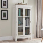 Meuble d'appoint moderne du milieu du siècle en bois et verre