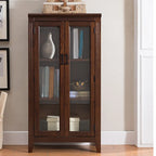 Meuble d'appoint moderne du milieu du siècle en bois et verre