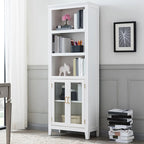 Meuble d'appoint moderne du milieu du siècle en bois et verre