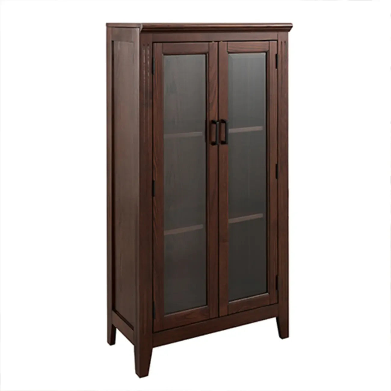 Meuble d'appoint moderne du milieu du siècle en bois et verre
