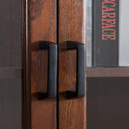Meuble d'appoint moderne du milieu du siècle en bois et verre