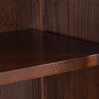 Meuble d'appoint moderne du milieu du siècle en bois et verre