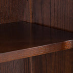 Meuble d'appoint moderne du milieu du siècle en bois et verre