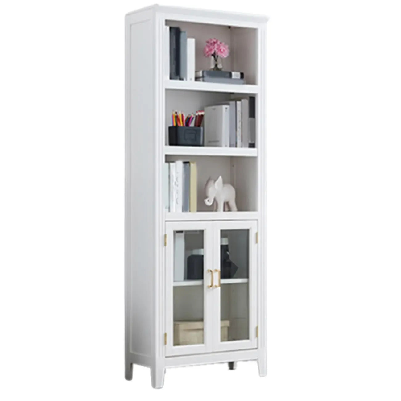 Meuble d'appoint moderne du milieu du siècle en bois et verre