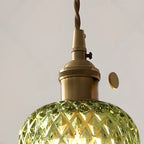 Mini suspension vintage en verre vert en forme de fleur, réglable.