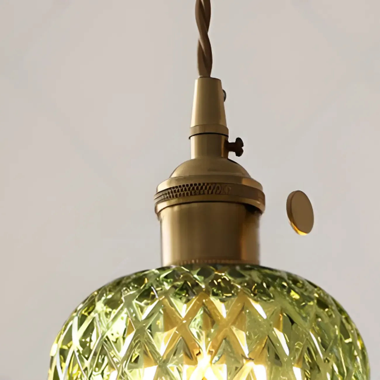 Mini suspension vintage en verre vert en forme de fleur, réglable.