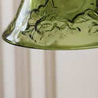 Mini suspension vintage en verre vert en forme de fleur, réglable.