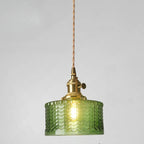 Mini suspension vintage en verre vert en forme de fleur, réglable.