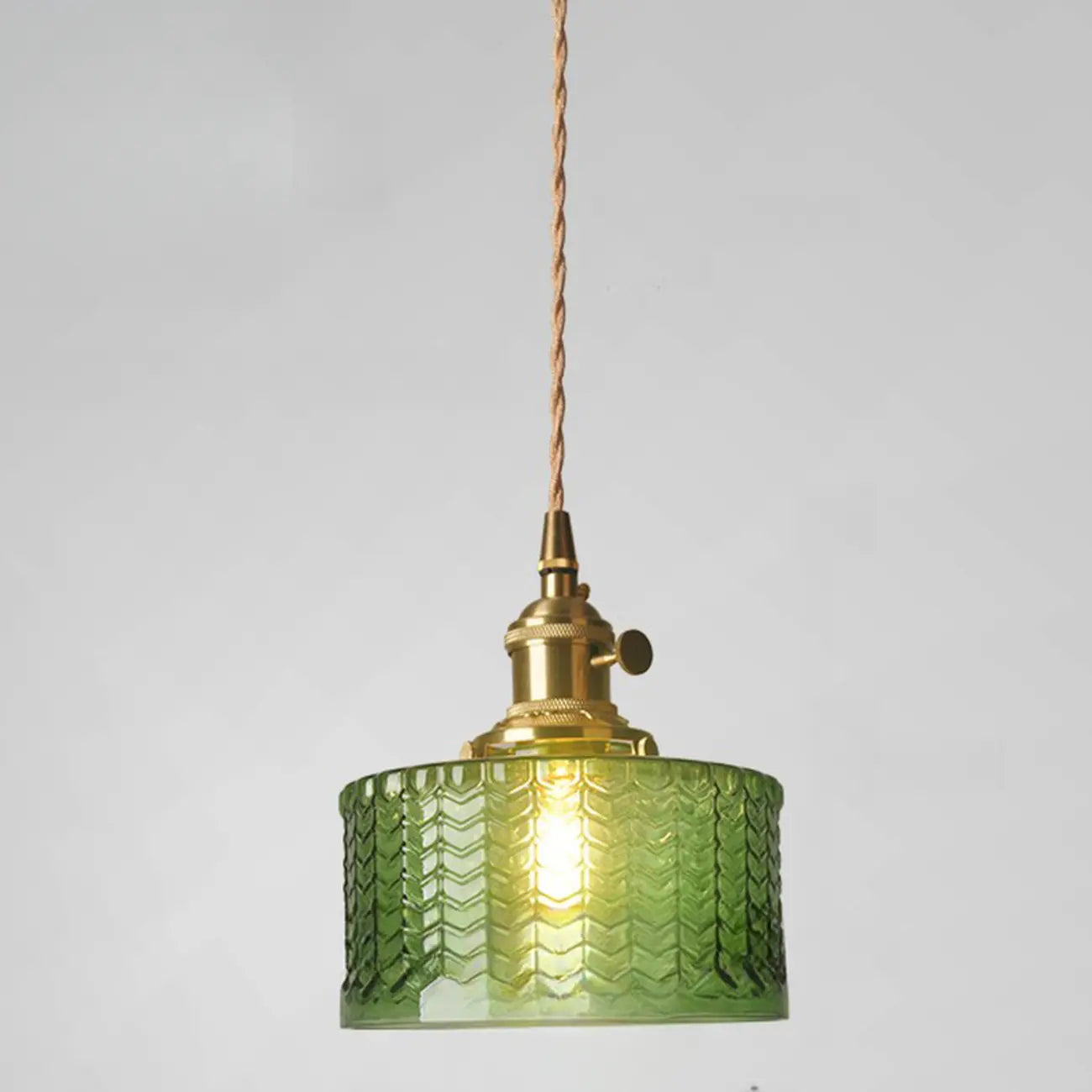 Mini suspension vintage en verre vert en forme de fleur, réglable.