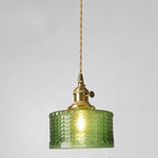 Mini suspension vintage en verre vert en forme de fleur, réglable.