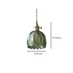 Mini suspension vintage en verre vert en forme de fleur, réglable.