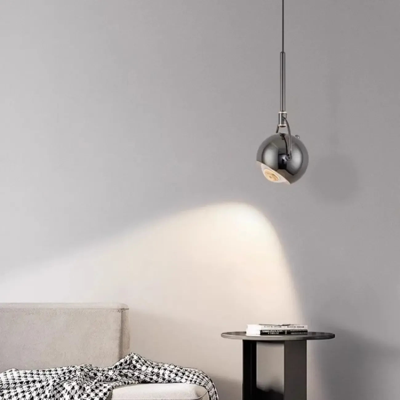 Suspension LED moderne en métal avec globe et variateur pour chambre à coucher